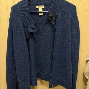 Orvis Speckled Blue Wool Cardigan